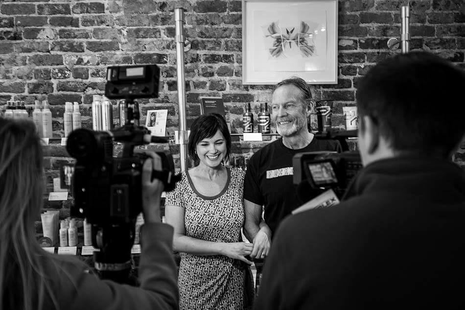 T. Eric Hart being interviewed at charity event